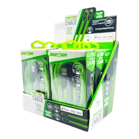Charging Cable Glow in The Dark Assortment 10FT - 6 Pieces Per Retail Ready Display 25113
