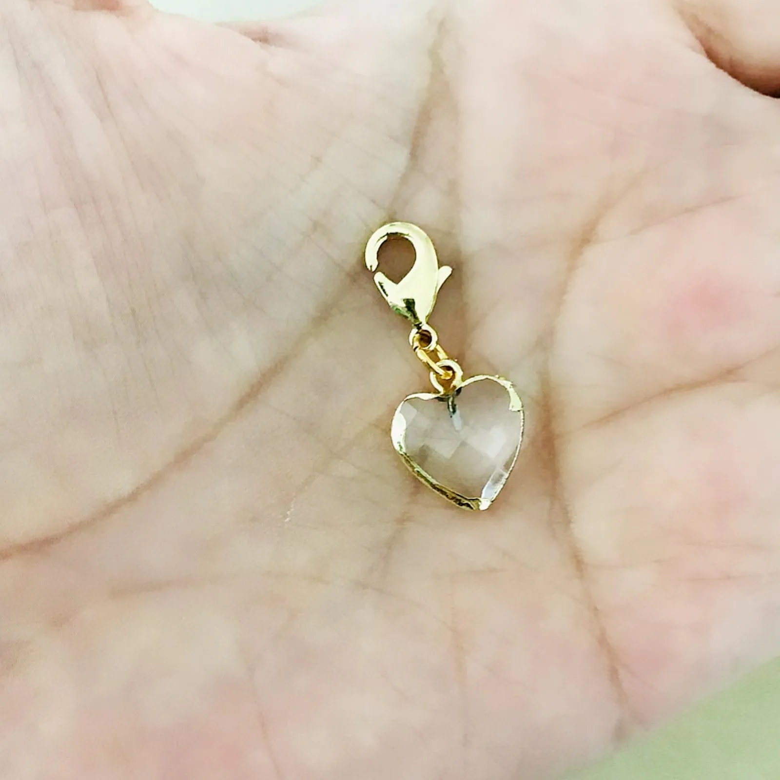 Clear Quartz Heart Charm