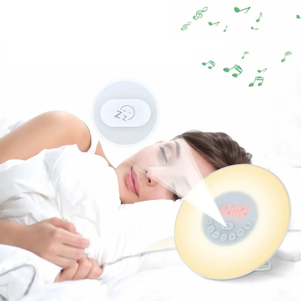 Digital Sunrise Alarm Clock Multiple Modes Wake Up Light Table LED Wake Up Light Alarm Clock