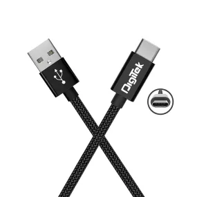 Digitek (DC 1M C NBBLK) Digitek Platinum Nylon Braided Rapid Charge & Data Sync Type C USB Cable.