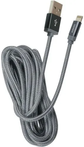 DURACELL Lightning to USB Cable: Charge & Sync, 10ft (Gray) PRO905