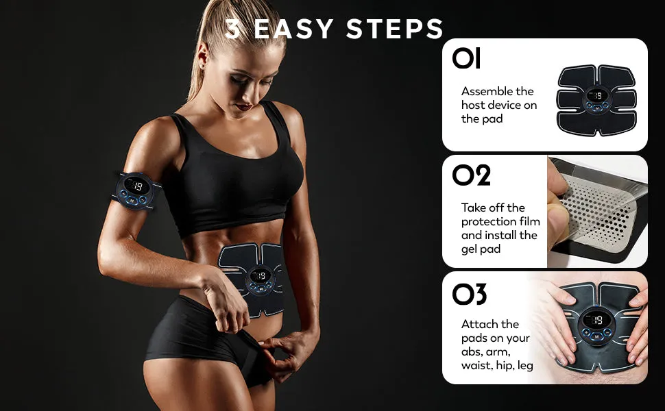 EMS ABS Stimulator: Sculpt Your Core, Slim Your Waist, and Tone Muscles Anywhere!