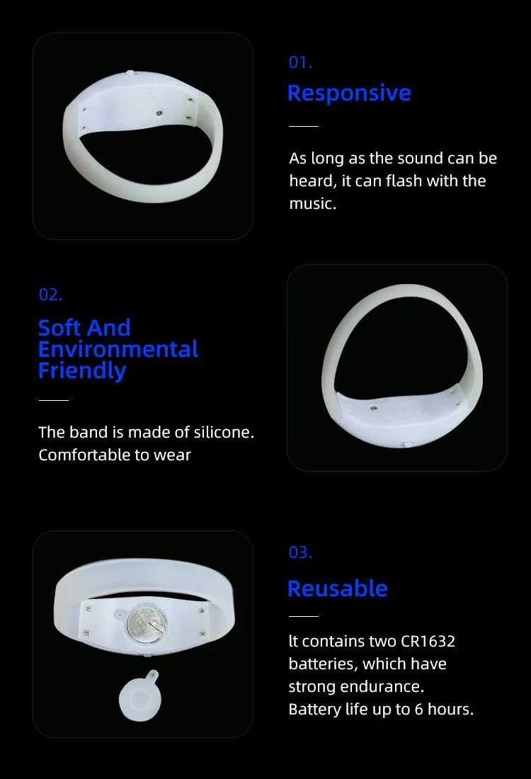 Factory Price Sound Activated LED Bracelets for Events