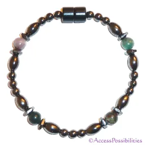 Fancy Jasper Hex And Rice Magnetite Magnetic Anklet