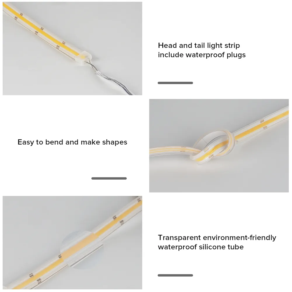 FCOB LED Strip Light IP67 528 640 LEDs High Density FOB RA90 Linear Dimmable Outdoor Waterproof 24V