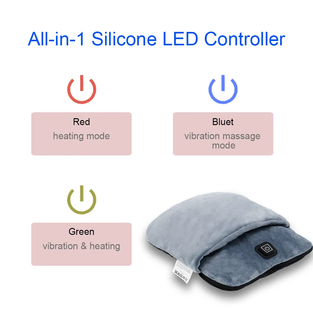 Foot Massage, Foot Heater, Feet Warmers Electric Vibration Massaging Soft Plush Micro Mink Fast Heating For Heat Therapy & Pain Relief