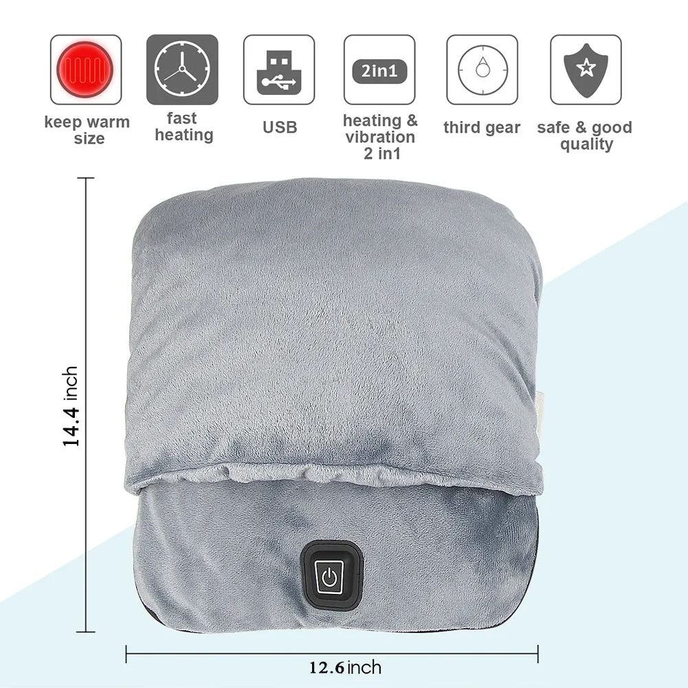 Foot Massage, Foot Heater, Feet Warmers Electric Vibration Massaging Soft Plush Micro Mink Fast Heating For Heat Therapy & Pain Relief