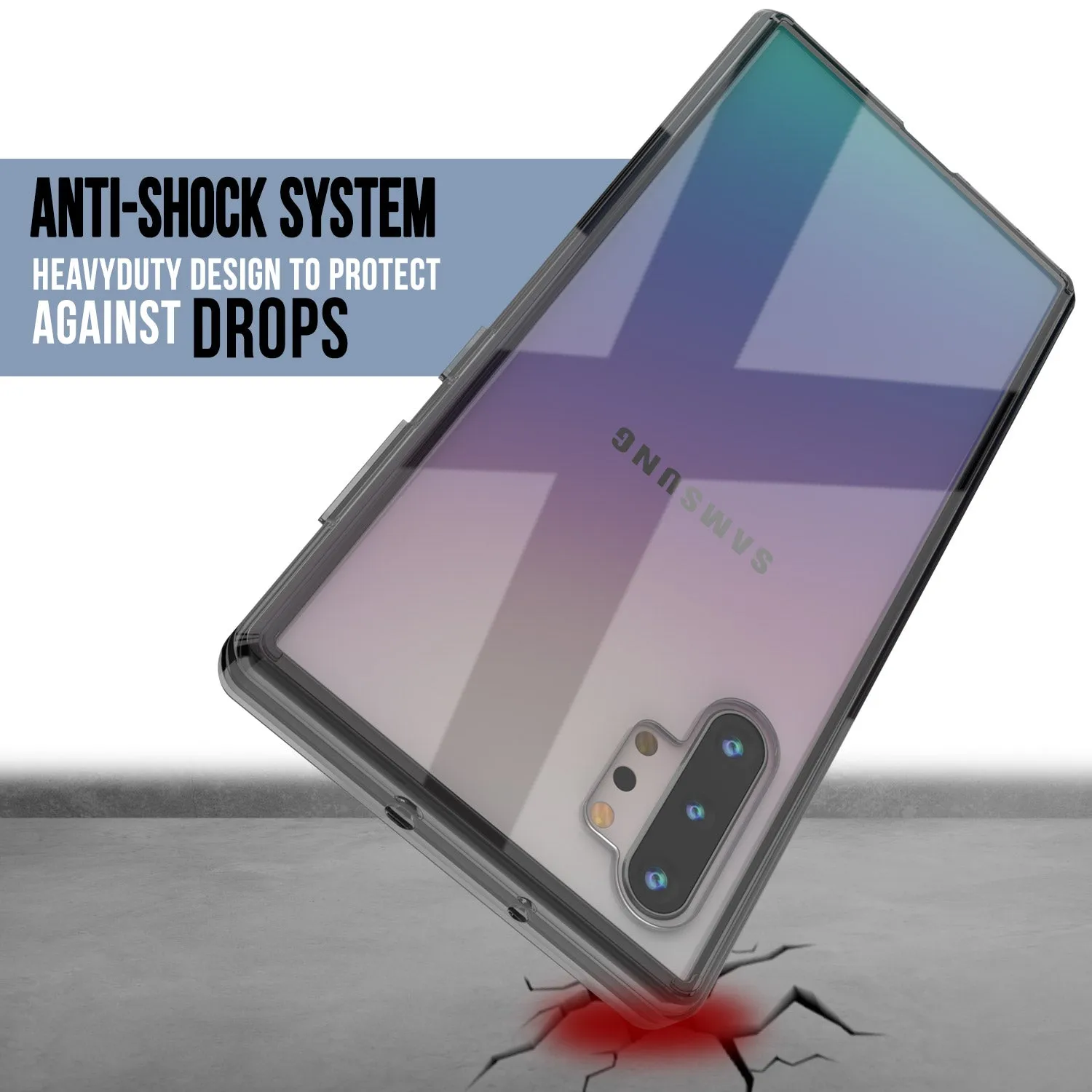 Galaxy Note 10  Plus Punkcase Lucid-2.0 Series Slim Fit Armor Crystal Black Case Cover
