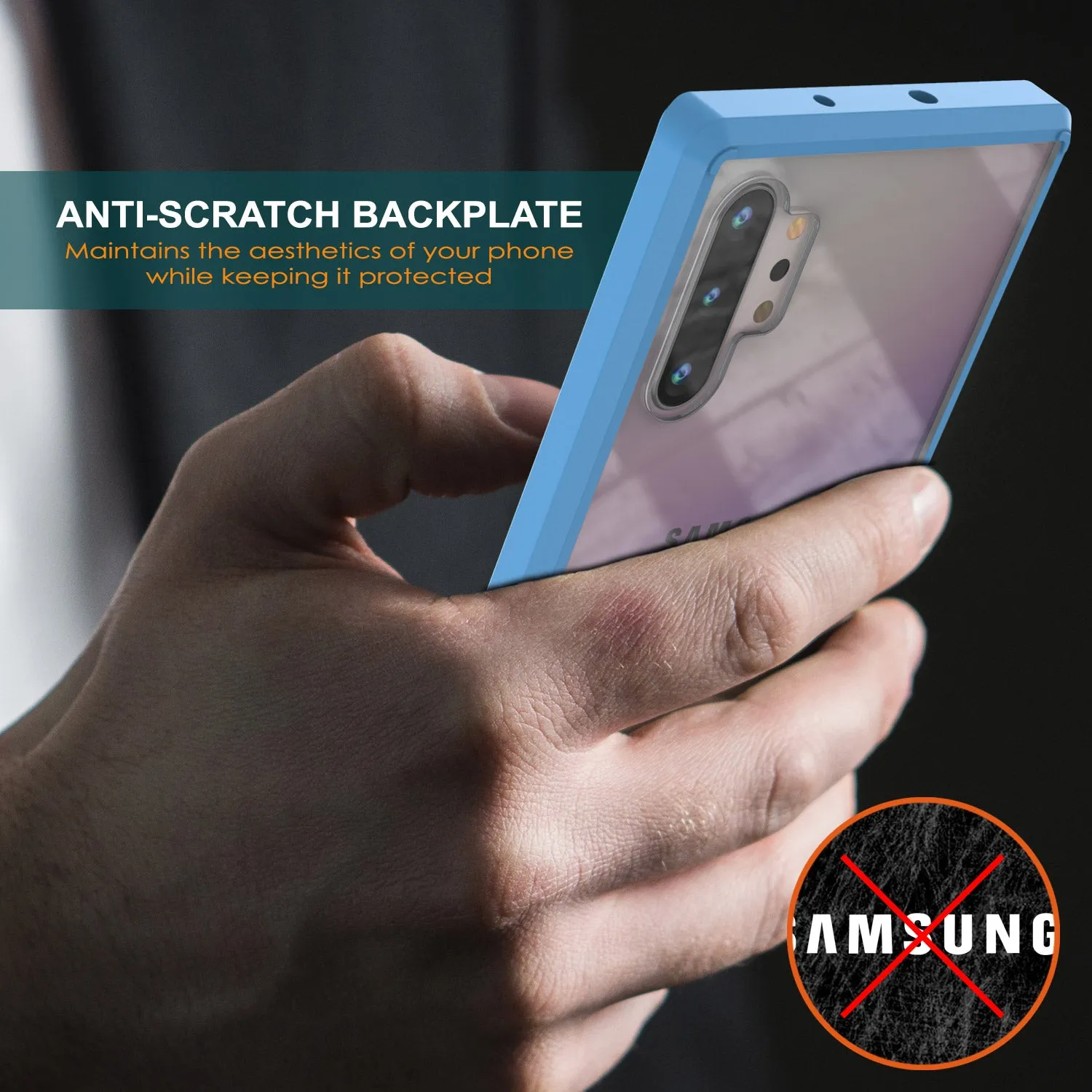 Galaxy Note 10  Plus Punkcase Lucid-2.0 Series Slim Fit Armor Light Blue Case Cover