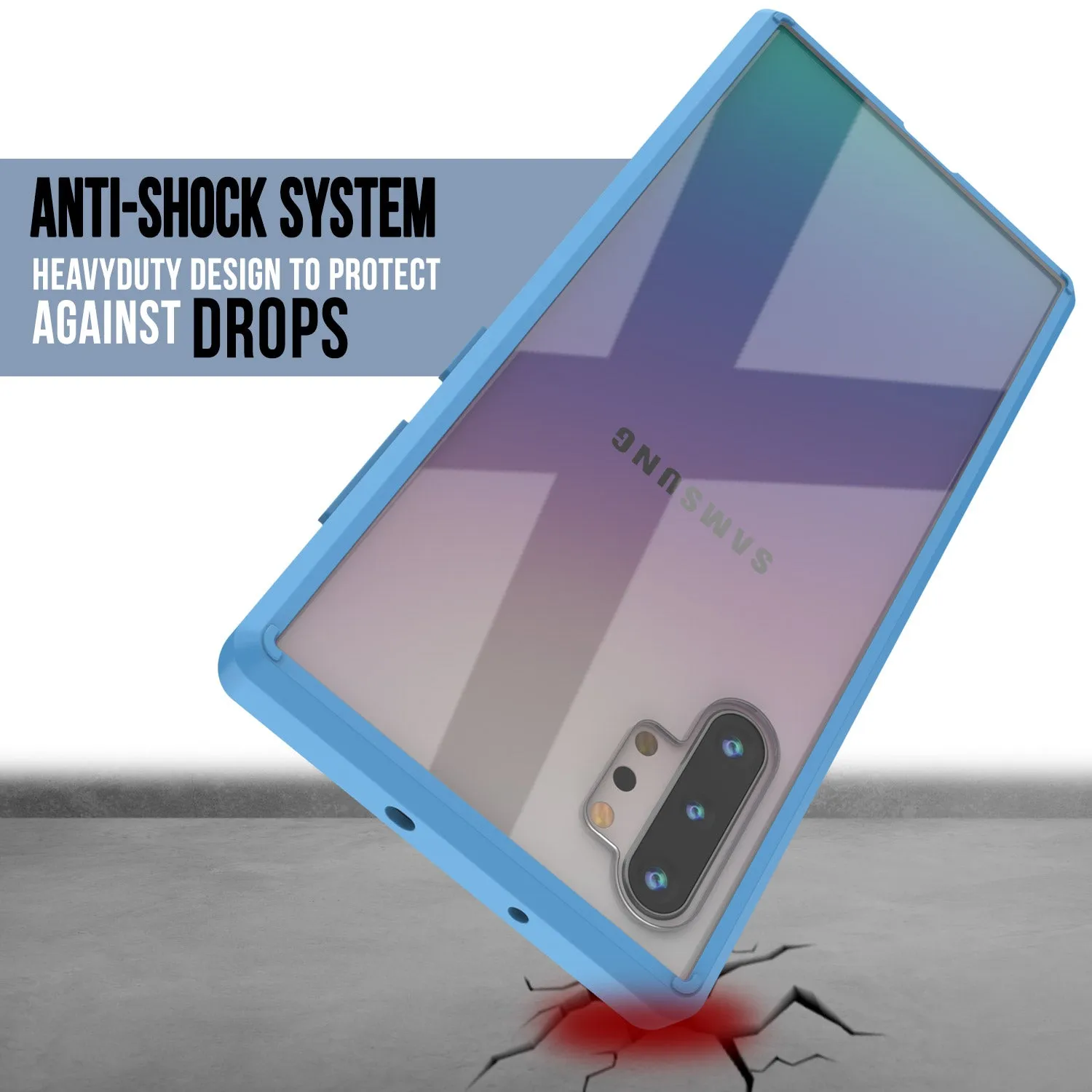 Galaxy Note 10  Plus Punkcase Lucid-2.0 Series Slim Fit Armor Light Blue Case Cover