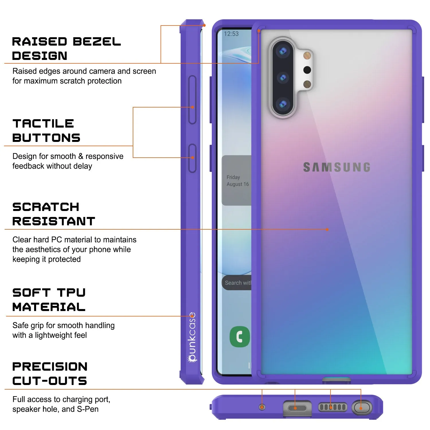 Galaxy Note 10  Plus Punkcase Lucid-2.0 Series Slim Fit Armor Purple Case Cover