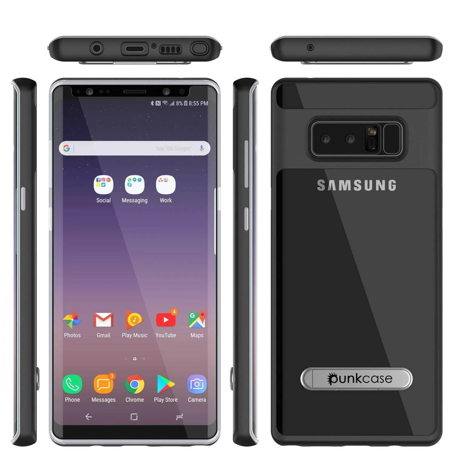 Galaxy Note 8 Lucid 3.0 Screen Protector W/ Anti-Shock Case [Black]