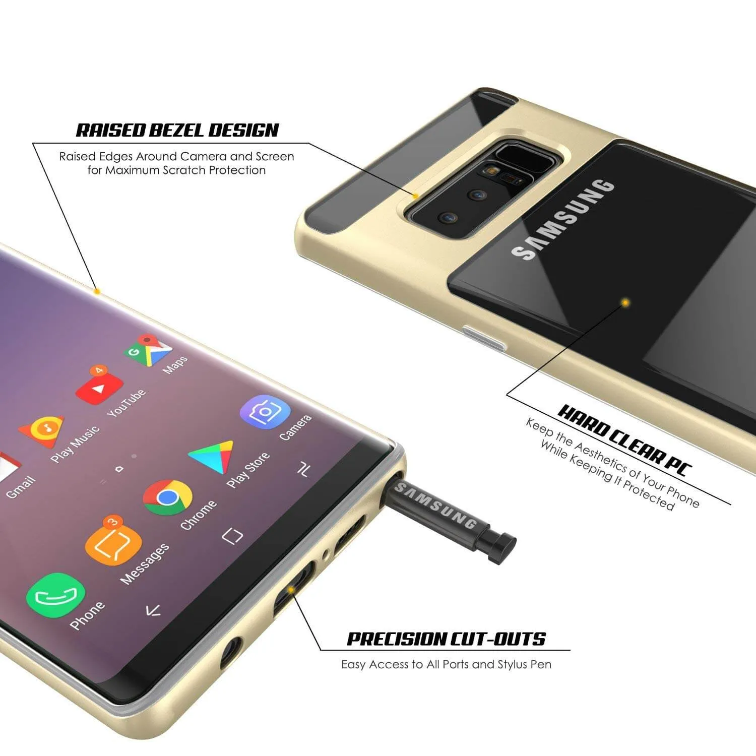 Galaxy Note 8 Lucid 3.0 Screen Protector W/ Anti-Shock Case [Gold]