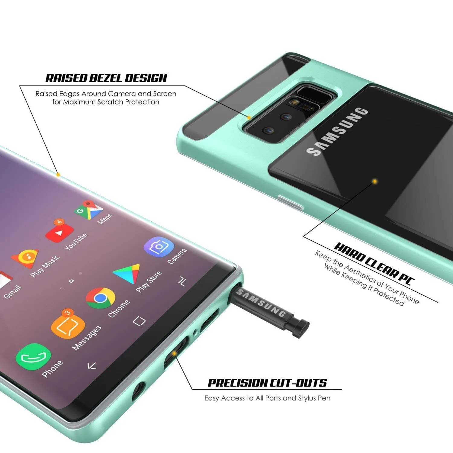 Galaxy Note 8 Lucid 3.0 Screen Protector W/ Anti-Shock Case [Teal]