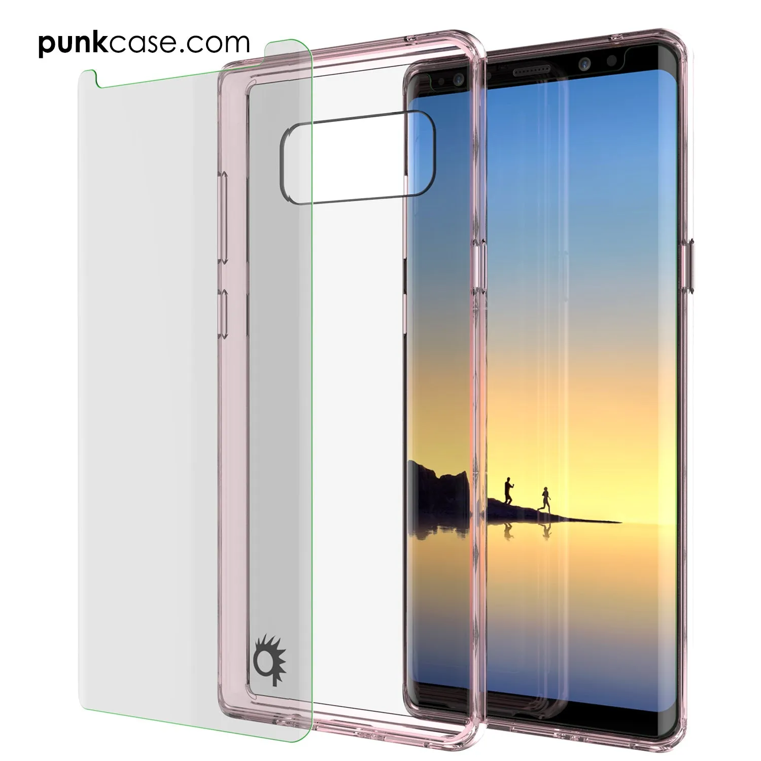 Galaxy Note 8 Screen Protector W/ Anti-Shock Proof Case [Crystal Pink]