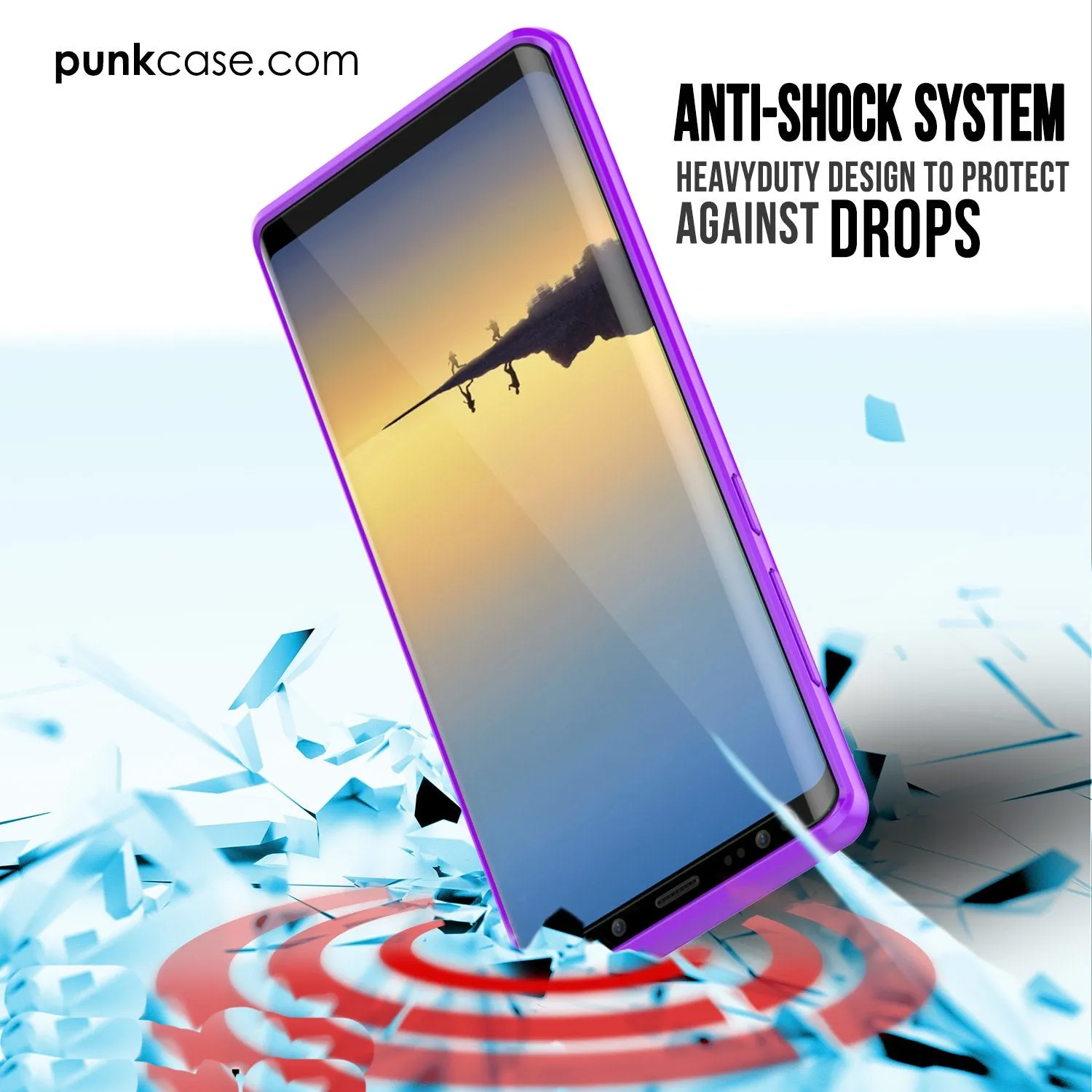 Galaxy Note 8 Screen Protector W/ Anti-Shock Proof Slim Case [Purple]