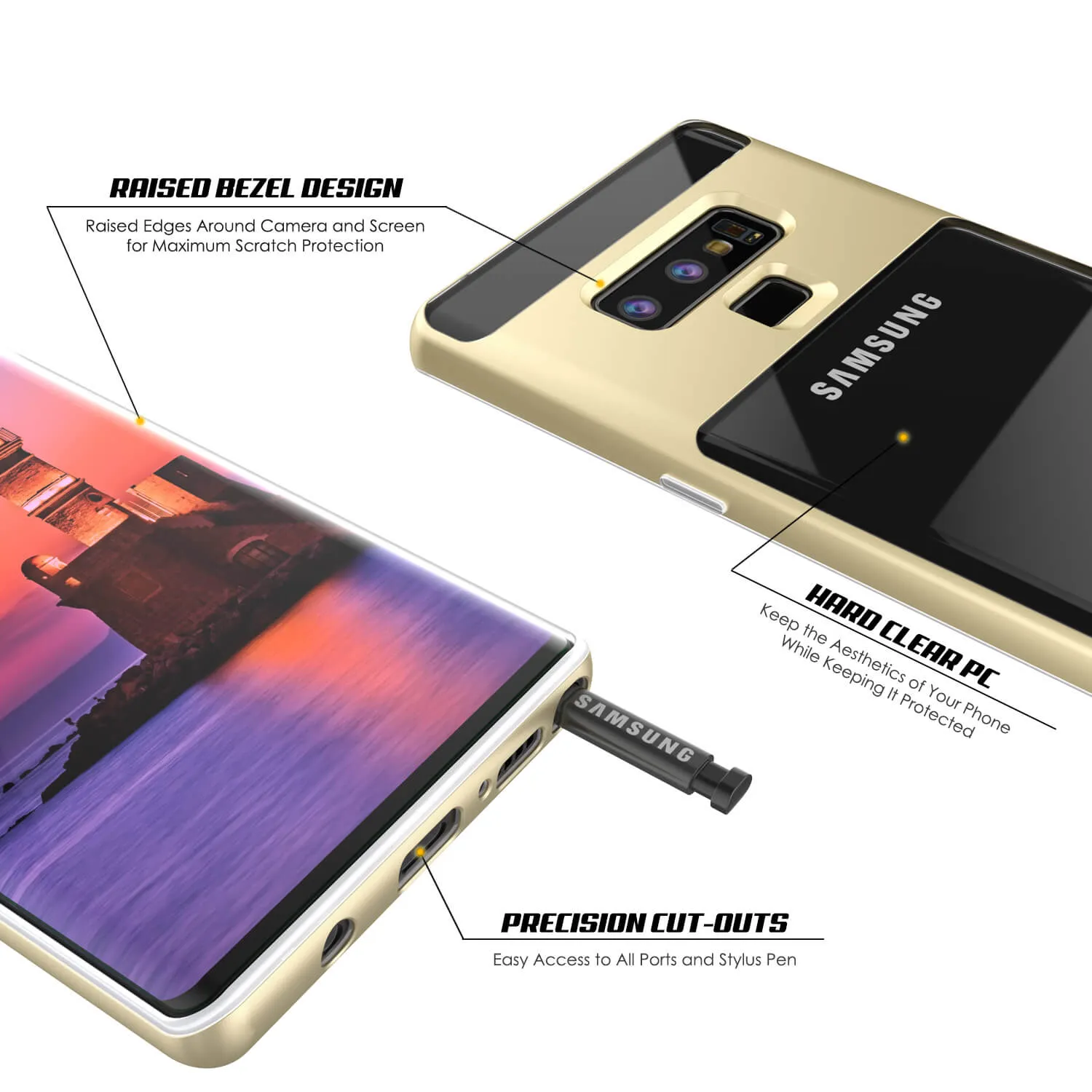 Galaxy Note 9 Lucid 3.0 PunkCase Armor Cover w/Integrated Kickstand and Screen Protector [Gold]