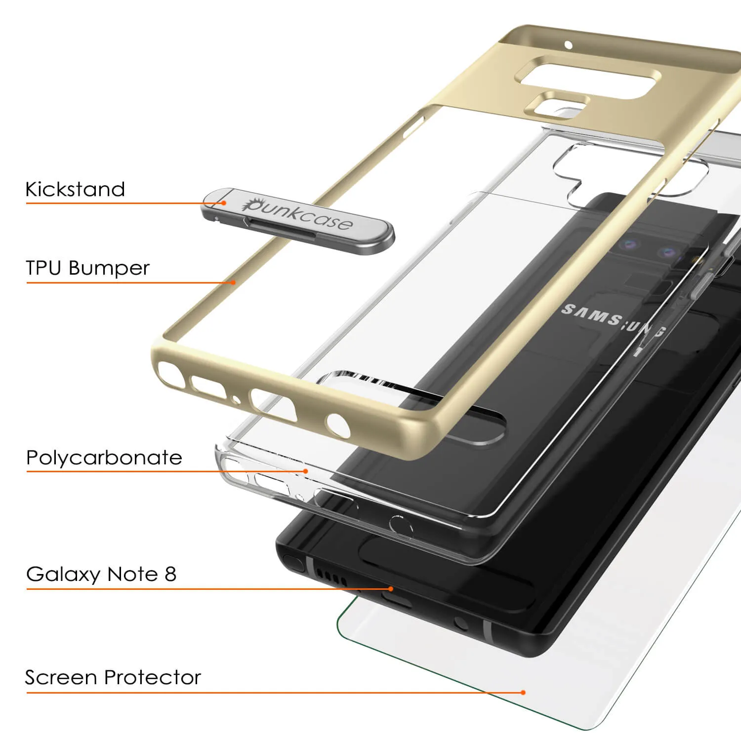 Galaxy Note 9 Lucid 3.0 PunkCase Armor Cover w/Integrated Kickstand and Screen Protector [Gold]
