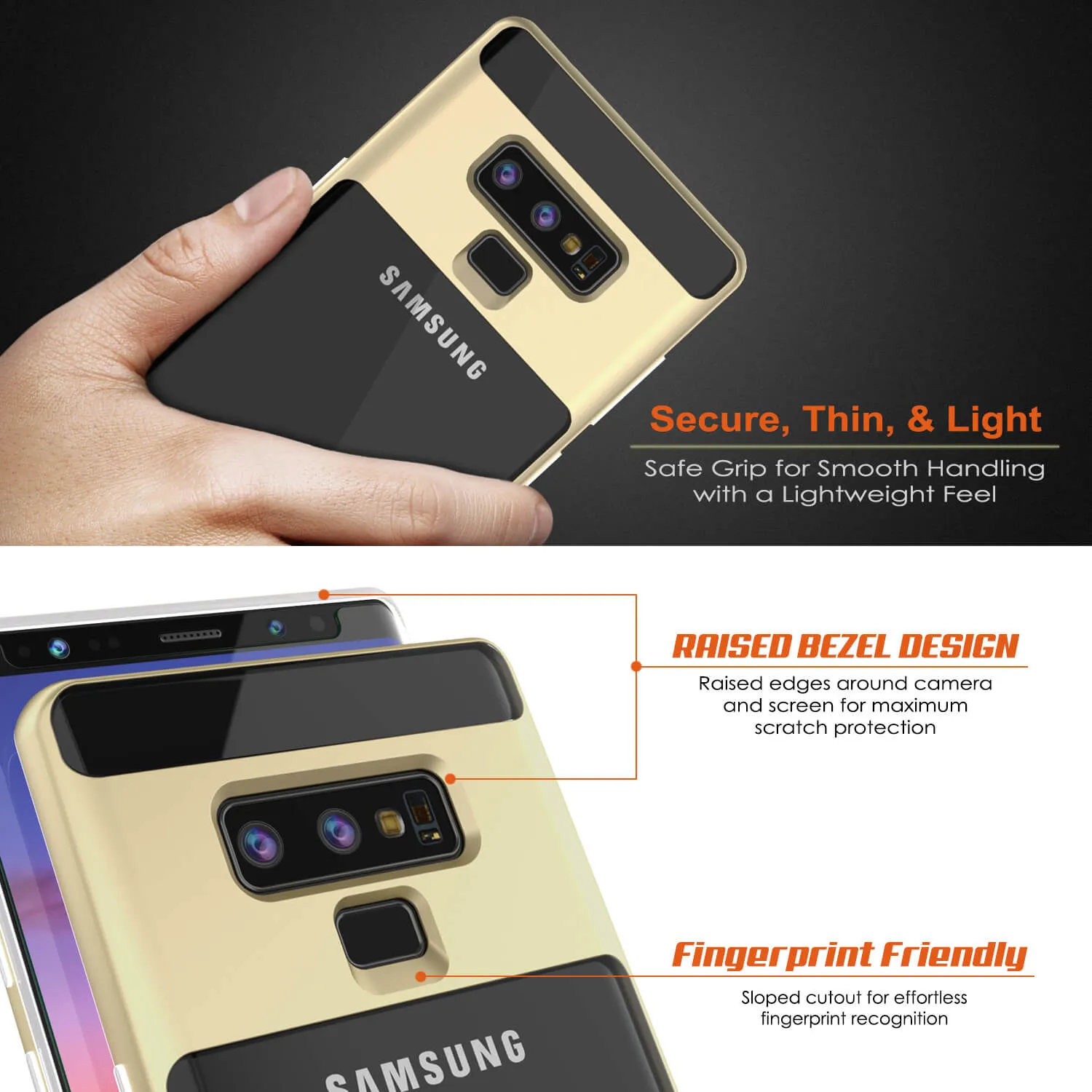 Galaxy Note 9 Lucid 3.0 PunkCase Armor Cover w/Integrated Kickstand and Screen Protector [Gold]