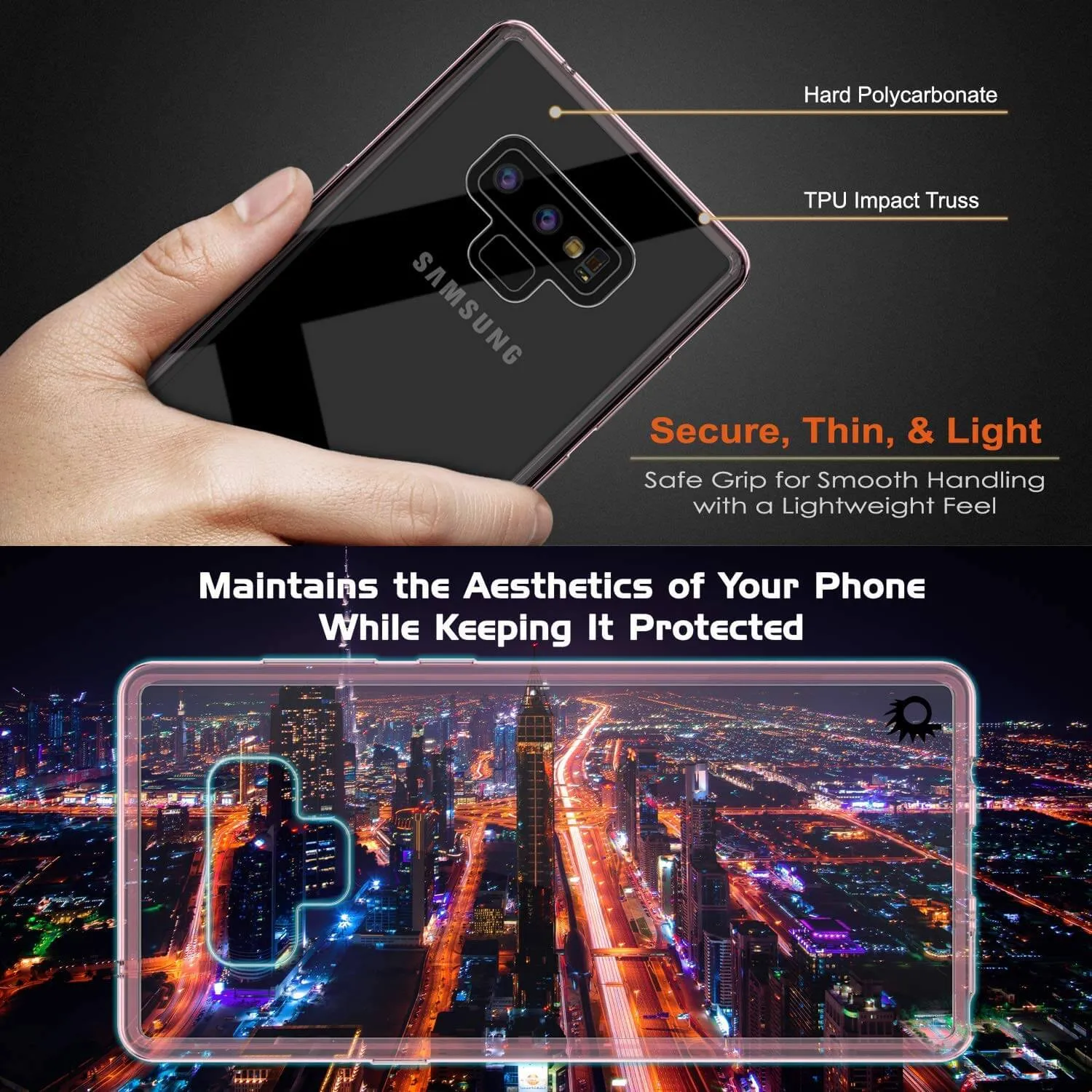 Galaxy Note 9 Punkcase Lucid-2.0 Series Slim Fit Armor Crystal Pink Case Cover