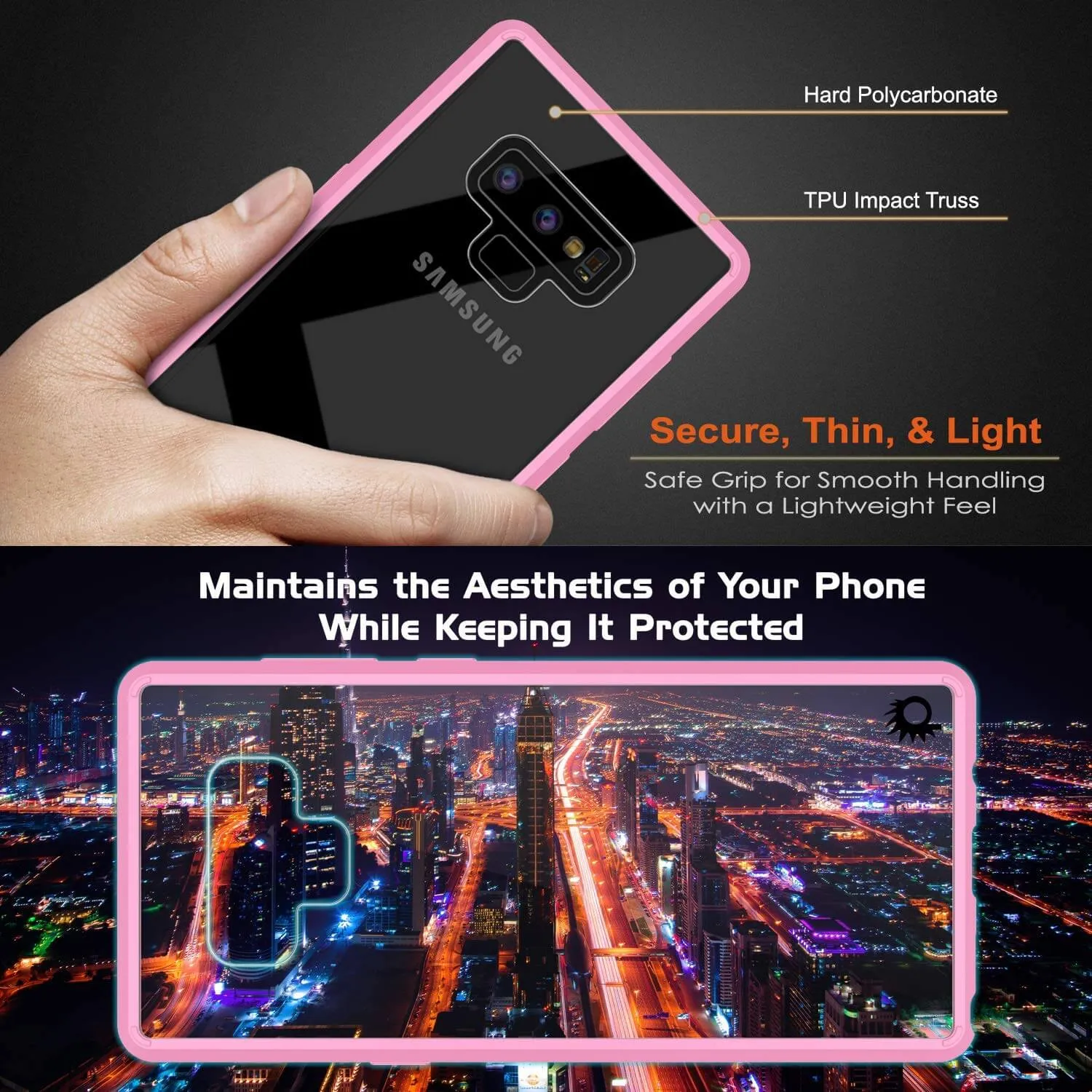 Galaxy Note 9 Punkcase Lucid-2.0 Series Slim Fit Armor Pink Case Cover