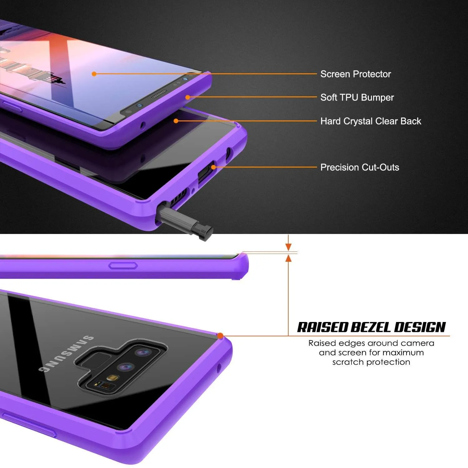 Galaxy Note 9 Punkcase Lucid-2.0 Series Slim Fit Armor Purple Case Cover