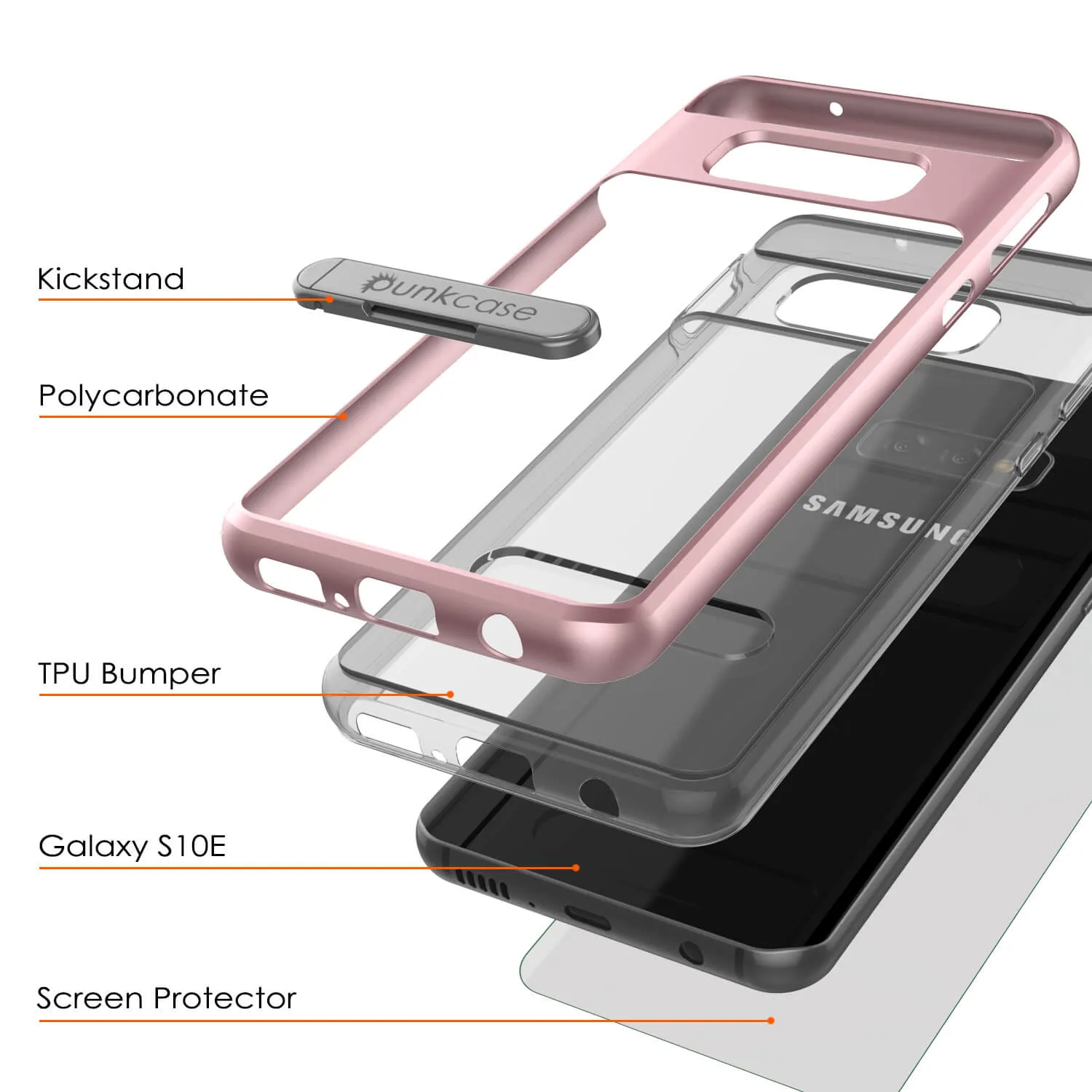 Galaxy S10e Case, PUNKcase [LUCID 3.0 Series] [Slim Fit] Armor Cover w/ Integrated Screen Protector [Rose Gold]