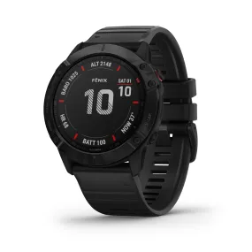 Garmin Fenix 6X Pro, Premium Multisport GPS Watch, Features Mapping, Music, Grade-Adjusted Pace Monitoring and Pulse Ox Sensors, Black with Black Band