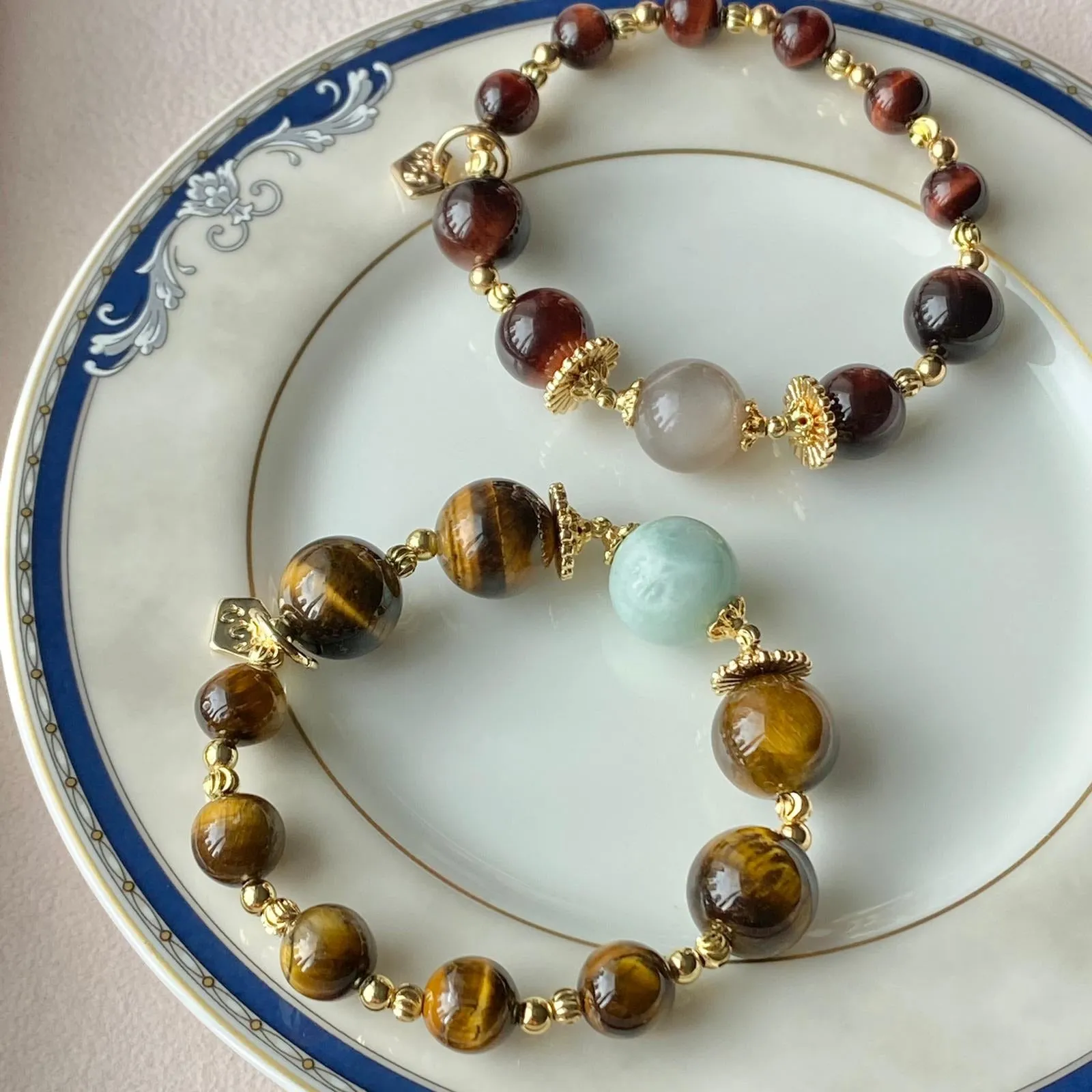 Green Angelite & Golden Tigereye Bracelet