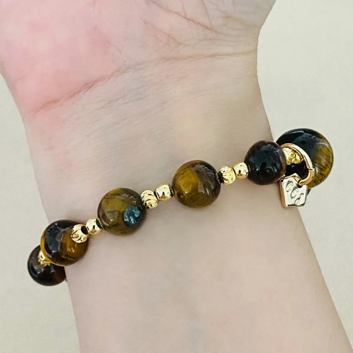 Green Angelite & Golden Tigereye Bracelet