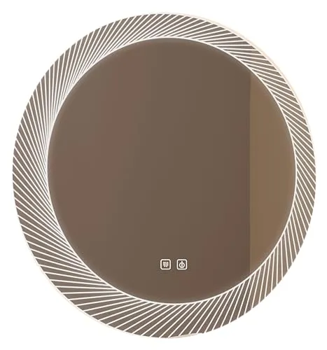 Hindware Italian Collection Round LED Mirror | 780mm Frame Outer Diameter with 640mm Mirror Diameter | Touch Display | Defoger Feature Enabled | Color Changing Backlit LED Metal Frame