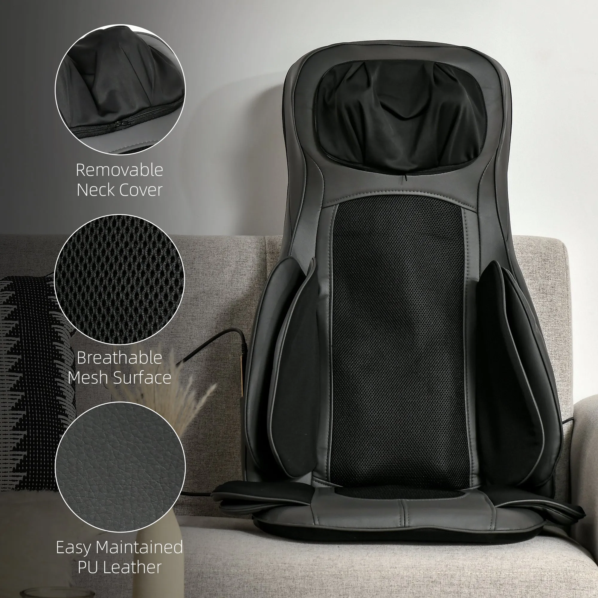 HOMCOM Back & Neck Massager w/ Heating Deep Tissue Kneading Compress Vibrating