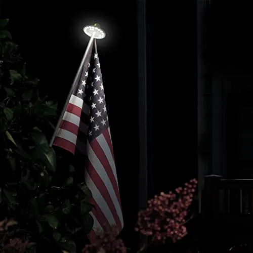 HOOPLE Flag Pole Light Solar Powered, 26Led Light for Most 15 to 25 Ft In-Ground Flag Pole, Super Bright Solar Flag Pole Light, 100% Flag Coverage, Longest Lasting, Upgraded Electric Circuit