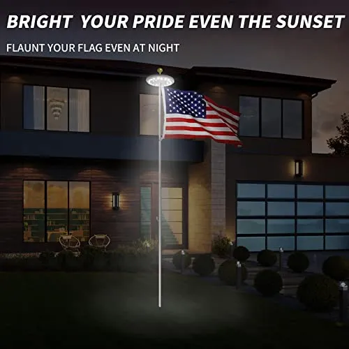 HOOPLE Flag Pole Light Solar Powered, 26Led Light for Most 15 to 25 Ft In-Ground Flag Pole, Super Bright Solar Flag Pole Light, 100% Flag Coverage, Longest Lasting, Upgraded Electric Circuit