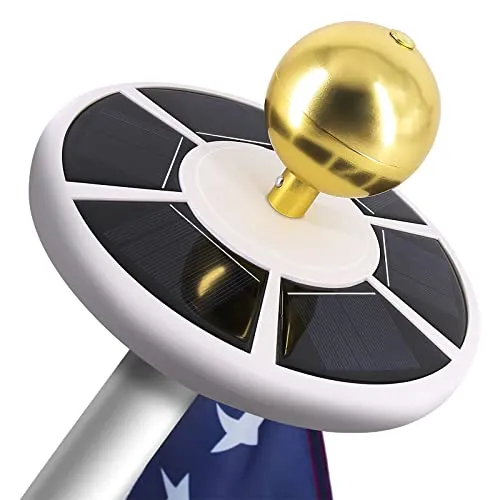 HOOPLE Flag Pole Light Solar Powered, 26Led Light for Most 15 to 25 Ft In-Ground Flag Pole, Super Bright Solar Flag Pole Light, 100% Flag Coverage, Longest Lasting, Upgraded Electric Circuit