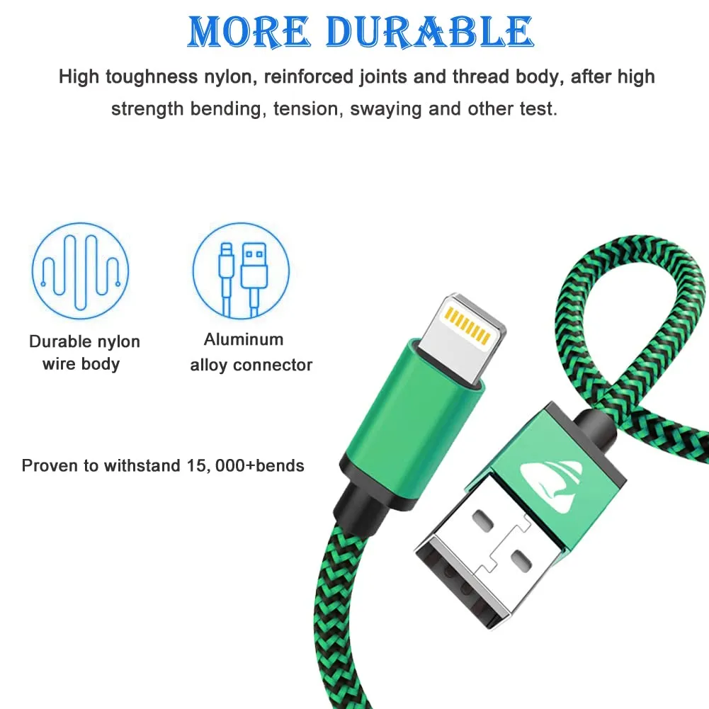 iPhone Charger Cable Aioneus iPhone Charging Cord 6ft 3Pack Colorful