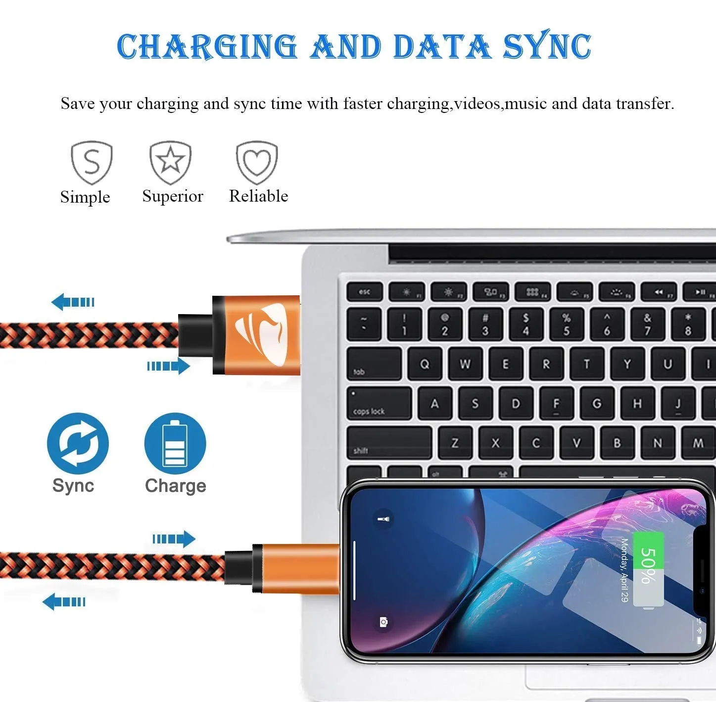 iPhone Charger Cable Aioneus iPhone Charging Cord 6ft 3Pack Colorful