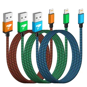 iPhone Charger Cable Aioneus iPhone Charging Cord 6ft 3Pack Colorful