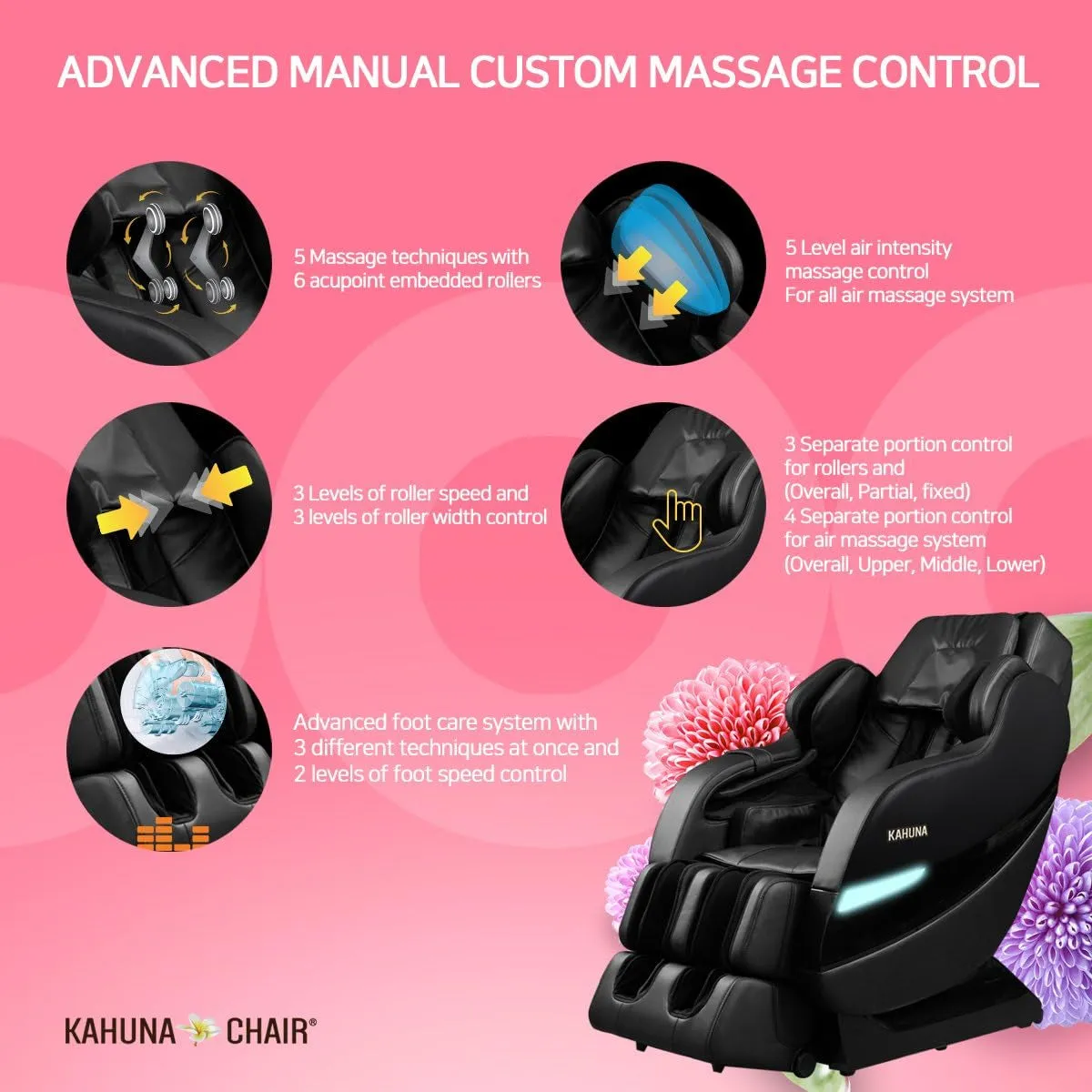 Kahuna Superior Massage Chair with Sl-Track Rollers - Sm-7300(Black) - Top Performance with Sl-Track 6 Rollers for the Best Relaxing Massage Chairs Experience.
