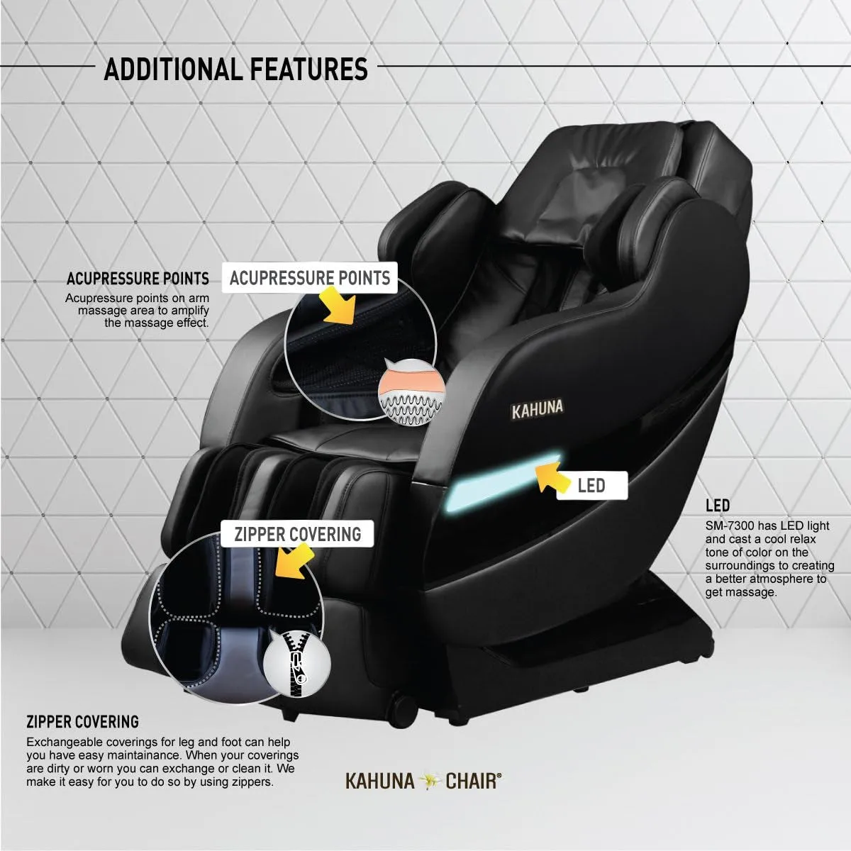 Kahuna Superior Massage Chair with Sl-Track Rollers - Sm-7300(Black) - Top Performance with Sl-Track 6 Rollers for the Best Relaxing Massage Chairs Experience.
