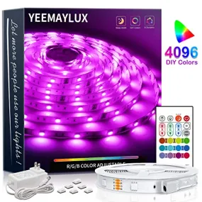 LED Strip Lights, Upgraded 16.4ft RGB Led Light Strips for Room,4096 DIY Colors, RGB Light Strip with Remote,SMD 5050 LEDs, Color Changing Led Light Strips for Bedroom,Indoor Decorations for Home