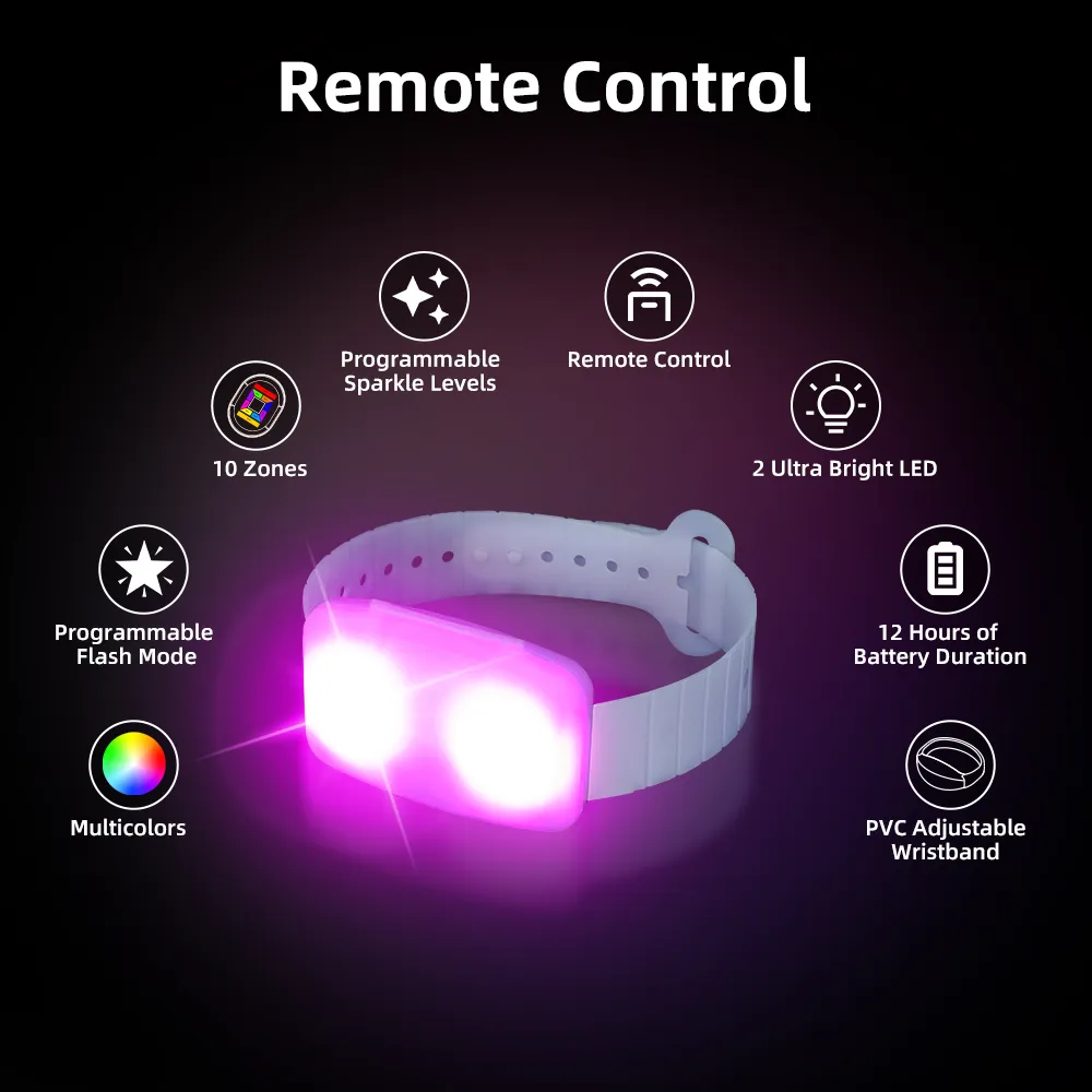 LED Wristband PVC Remote Controlled LED Bracelets for Events