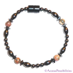 Leopard Skin Jasper Hex And Rice Magnetite Magnetic Anklet