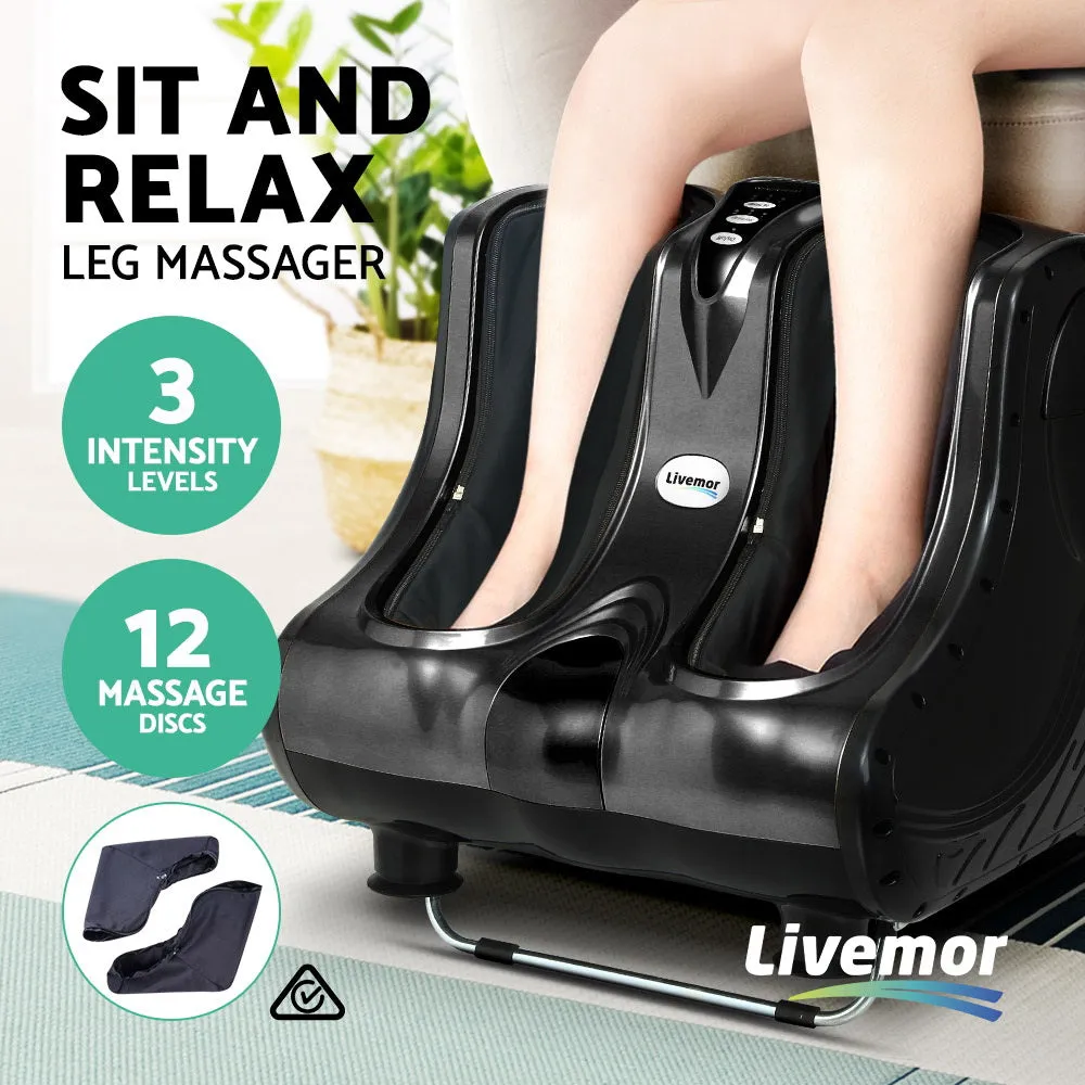 Livemor Foot Massager Ankle Calf Leg Massagers Shiatsu Kneading Rolling - Black