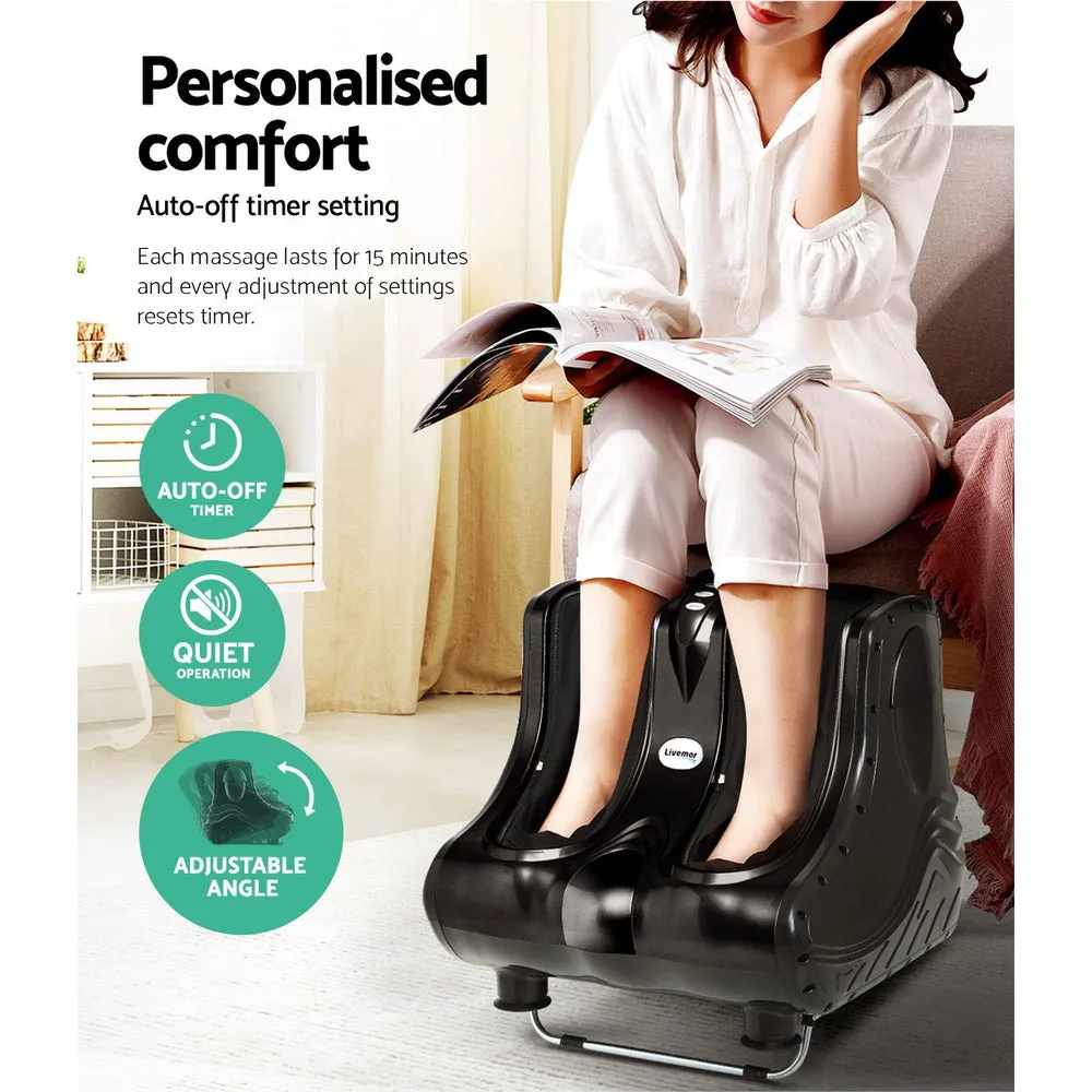 Livemor Foot Massager Ankle Calf Leg Massagers Shiatsu Kneading Rolling - Black
