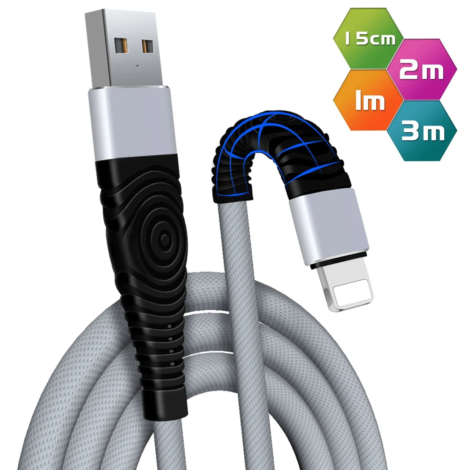 Long USB Lead Sync Data Lightning Cable Charger For iPhone & iPad