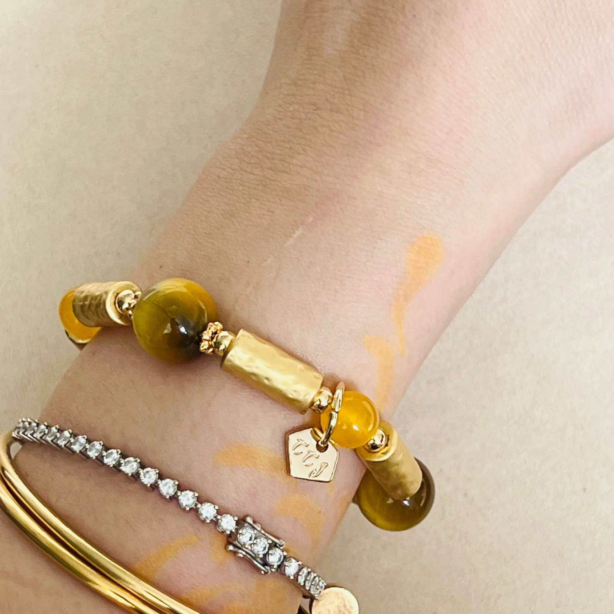 Lucky 6 Tigereye & Chalcedony Bracelet
