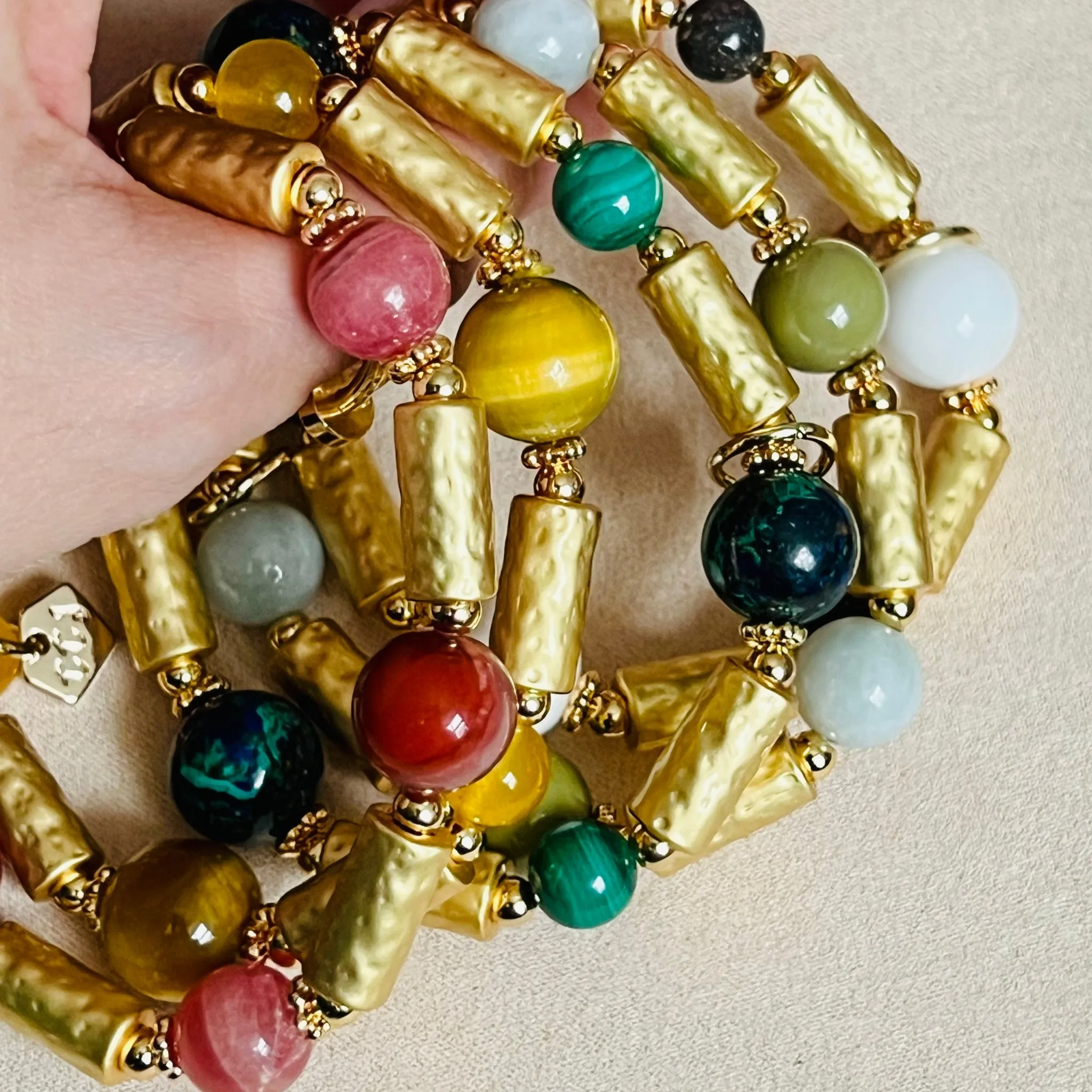 Lucky 6 Tigereye & Chalcedony Bracelet