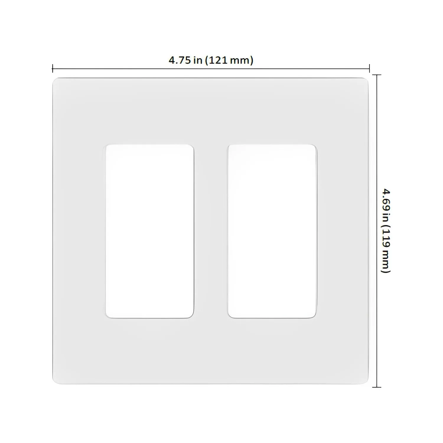 Lutron Claro 2-Gang Wallplate, Screwless Designer Style, Gloss Finish