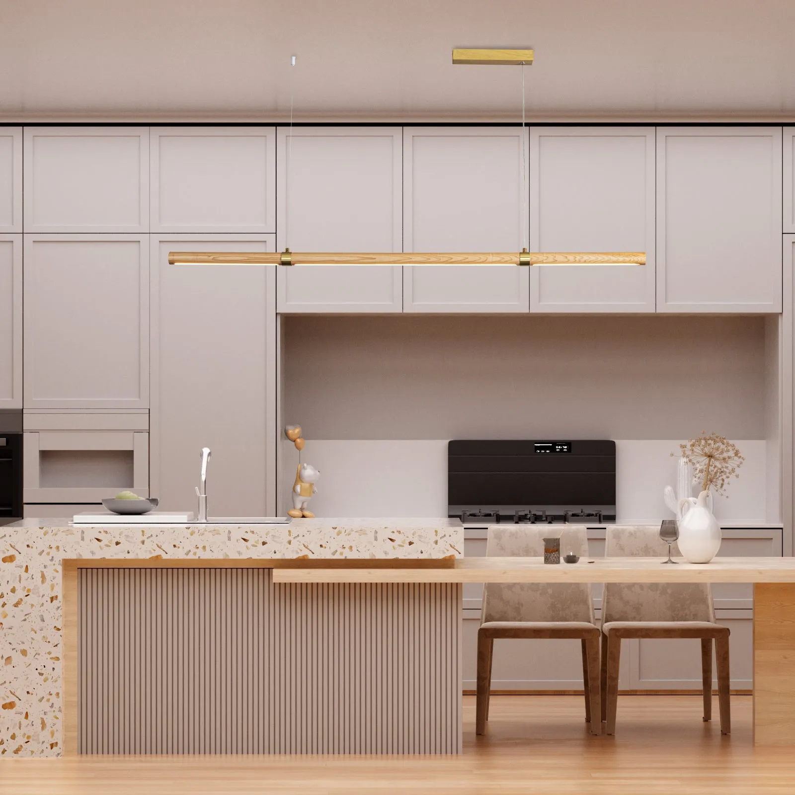 MAPLE Dimmable LED Solid Natural Wood Linear Light 3CCT Selectable Kitchen Bench top for Dinning Room
